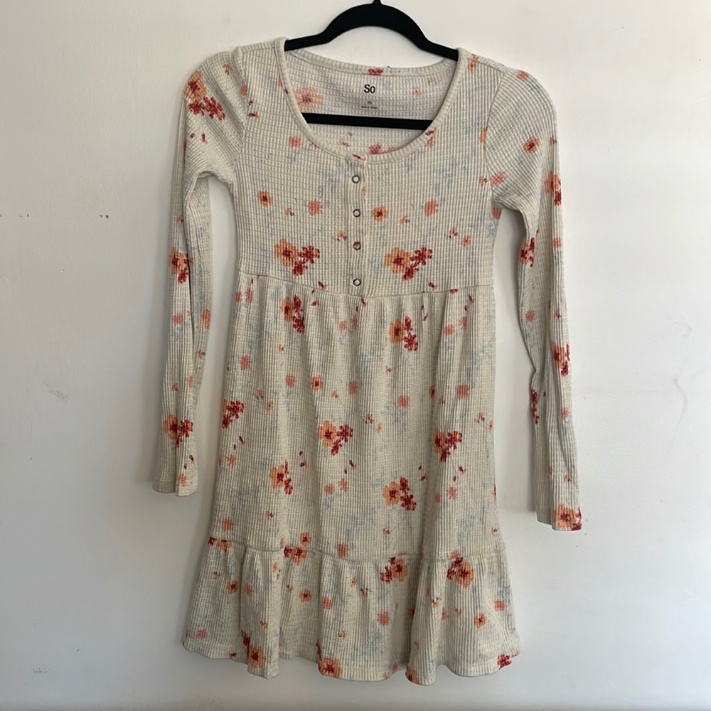 Waffle texture floral dress